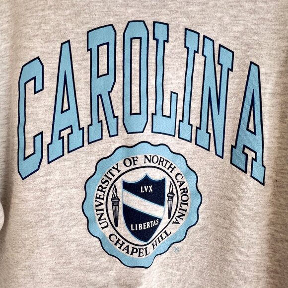 Vintage Russell Athletic UNC Carolina Tarheels L Hoodie Sweatshirt Gray Cotton - Picture 4 of 12